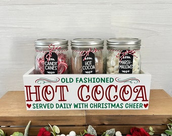 Hot Chocolate bar, Hot cocoa bar box, hot cocoa bar box and jars, hot cocoa station, hot cocoa decor, hot cocoa gift, christmas decor