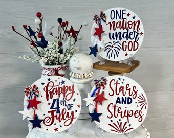 Patriotic tiered tray decor, July 4 tiered tray decor, Patriotic home decor, Memorial Day Decor, Let freedom Ring, America decor, USA decor