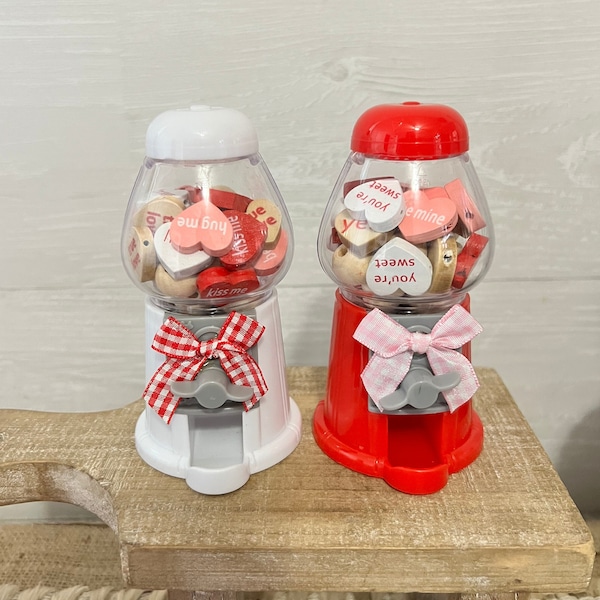 mini gumball machine for tiered tray, Valentines Day tiered tray decor, Valentines mini gumball machine, Valentines day home decor, hearts