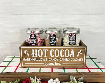 Hot Chocolate bar, Hot cocoa bar box, hot cocoa bar box and jars, hot cocoa station, hot cocoa decor, hot cocoa gift, christmas decor