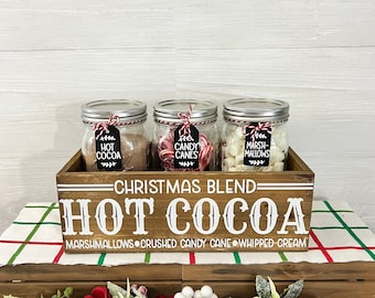Hot Chocolate bar, Hot cocoa bar box, hot cocoa bar box and jars, hot cocoa station, hot cocoa decor, hot cocoa gift, christmas decor