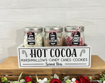 Hot Chocolate bar, Hot cocoa bar box, hot cocoa bar box and jars, hot cocoa station, hot cocoa decor, hot cocoa gift, christmas decor