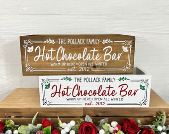Barra de chocolate caliente personalizada, caja para barra de chocolate caliente, caja y frascos para barra de chocolate caliente, estación de chocolate caliente, decoración para chocolate caliente, regalo de chocolate caliente personalizado