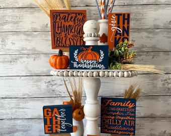 thanksgiving tiered tray decor bundle, fall tiered tray , fall tiered tray signs, fall home decor, pumpkin patch, pumpkin decor, November