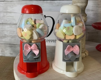 mini gumball machine for tiered tray, Valentines Day tiered tray decor, Valentines mini gumball machine, Valentines day home decor, hearts