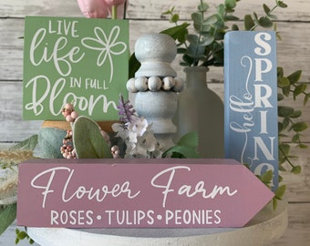 Spring Tiered Tray Decor bundle, Spring Decorations for home, Spring mini signs, Farmhouse Tiered tray decor, easter tiered tray decor