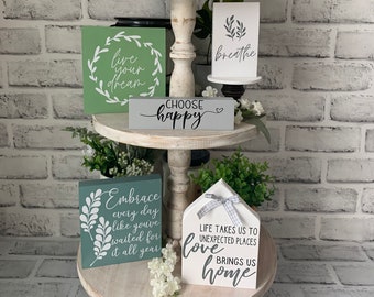 Tiered Tray Decor, Tiered Tray Decor Bundle, Motivational Decor, Inspirational Decor, Farmhouse Home Decor, Mini Signs, Gift for her
