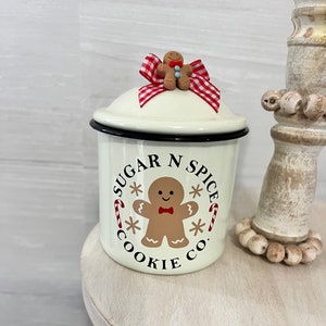 Christmas Tiered Tray Decor, mini canister for tiered tray gingerbread man tiered tray decor, gingerbread man canister, gingerbread decor