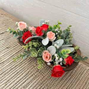 Wood Dough bowl, dough bowl filler, Valentines  home decor, farmhouse home decor, Valentine dough bowl decor, dough bowl centerpiece
