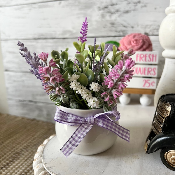 Spring tiered Tray mini floral arrangement, Spring tiered tray decor, Easter tiered tray decor, mini vases, mini floral arrangement for tray