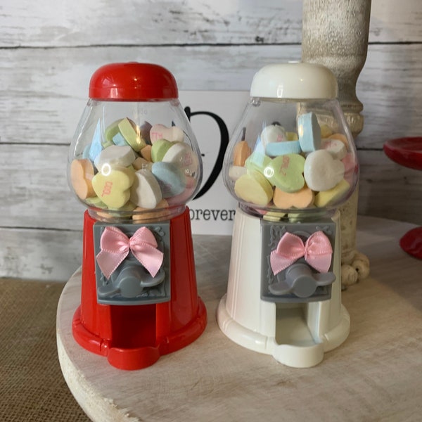 mini gumball machine for tiered tray, Valentines Day tiered tray decor, Valentines mini gumball machine, Valentines day home decor, hearts