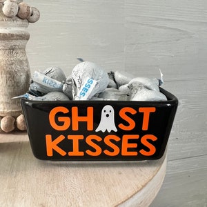 Halloween tiered tray decor, halloween candy dish, ghost  kisses, spooky decor, Halloween home decor, fall tiered tray decor, ghost decor