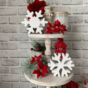 Wooden Snowflake, Christmas Tiered Tray Decor, Winter Tiered Tray Decor, christmas mantle decor, winter home decor, Christmas home decor