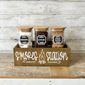 S&#39;mores Station, S&#39;mores station wood box, S&#39;mores wood tray, S&#39;mores box, S&#39;mores wood caddy, S&#39;mores supple box, wedding s&#39;mores decor