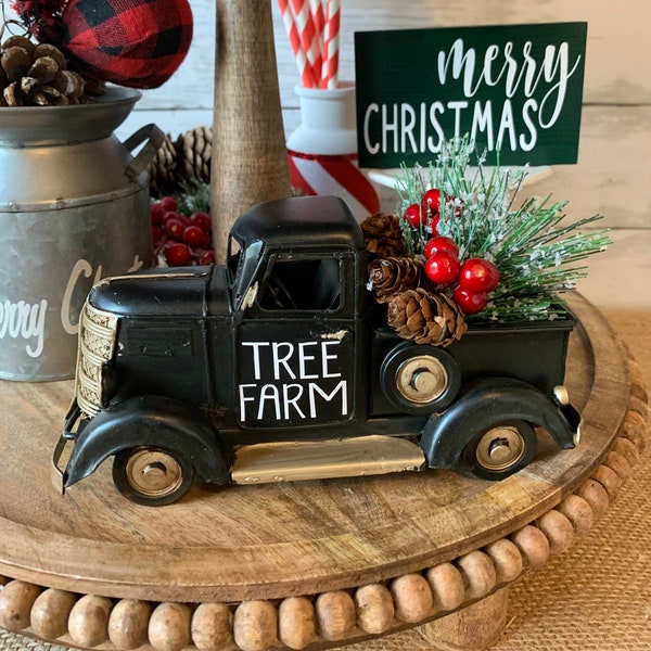 Little Black truck for tiered tray, Christmas Tiered Tray Decor, Tree Farm Decor, Christmas Home decor, Tiered tray accessory, Christmas