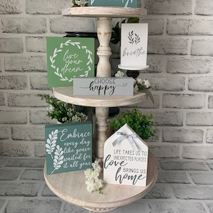 Tiered Tray Decor, Tiered Tray Decor Bundle, Motivational Decor, Inspirational Decor, Farmhouse Home Decor, Mini Signs, Gift for her