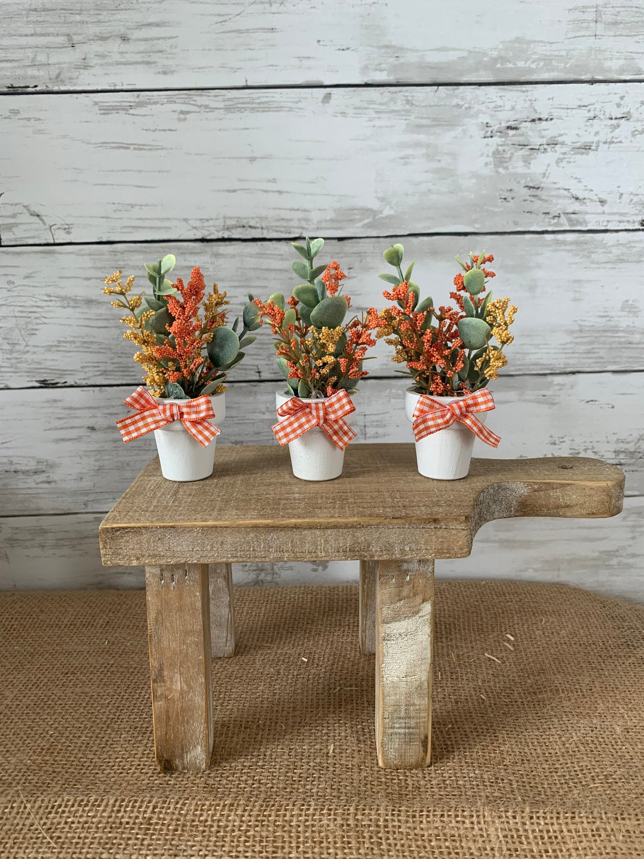 Fall tiered Tray mini floral arrangement, set of 3, farmhouse home de…
