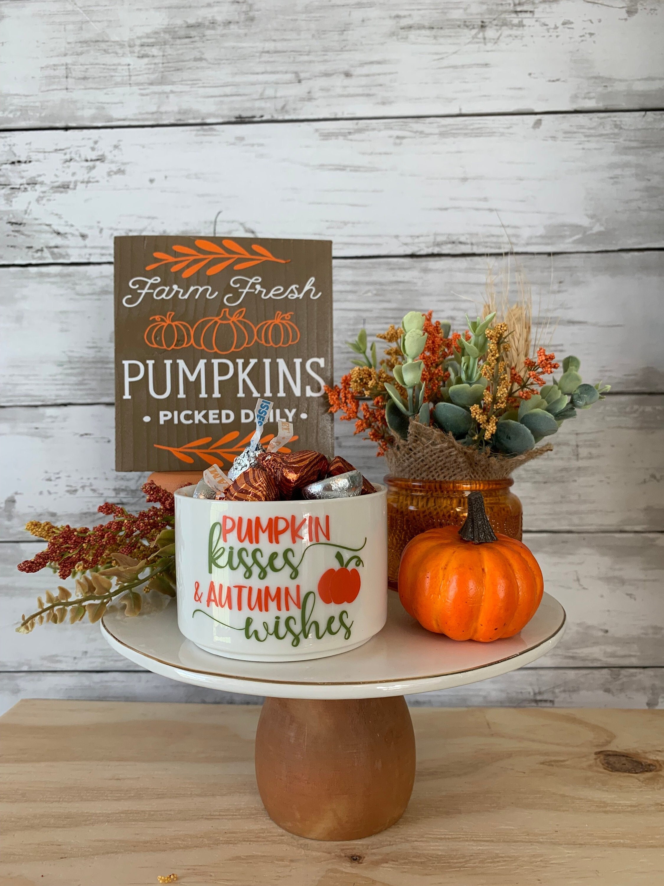 Mini Fall Sign, Mini Hay Bale for Tiered Tray, Fall Tiered Tray Decor,  Pumpkin Patch Sign, Autumn Hutch Decor, Small Straw Bale 