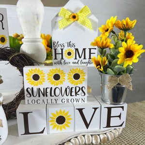 Sunflower Tiered Tray Decor, Summer Tiered Tray Decor, Sunflower Tiered ...