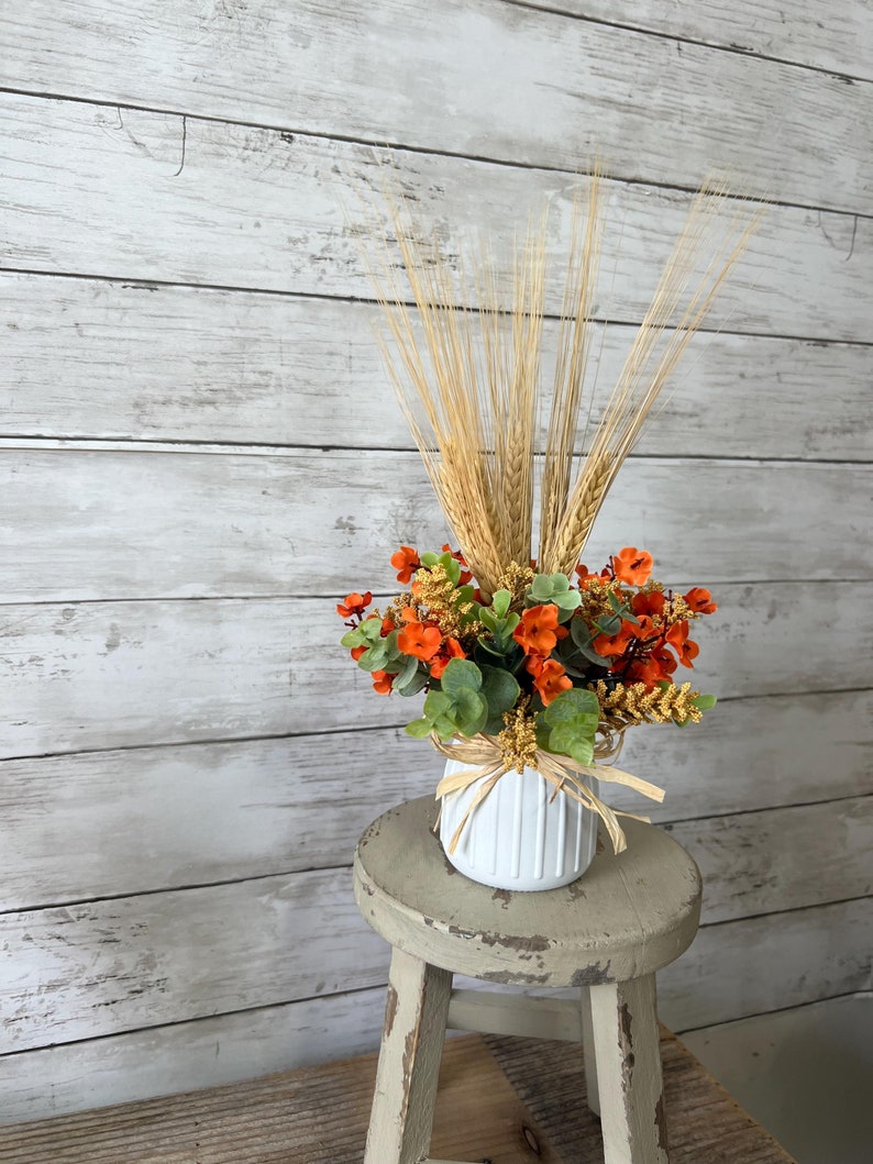 Fall Tiered Tray Mini Floral Arrangement, Farmhouse Home Decor, Mini ...
