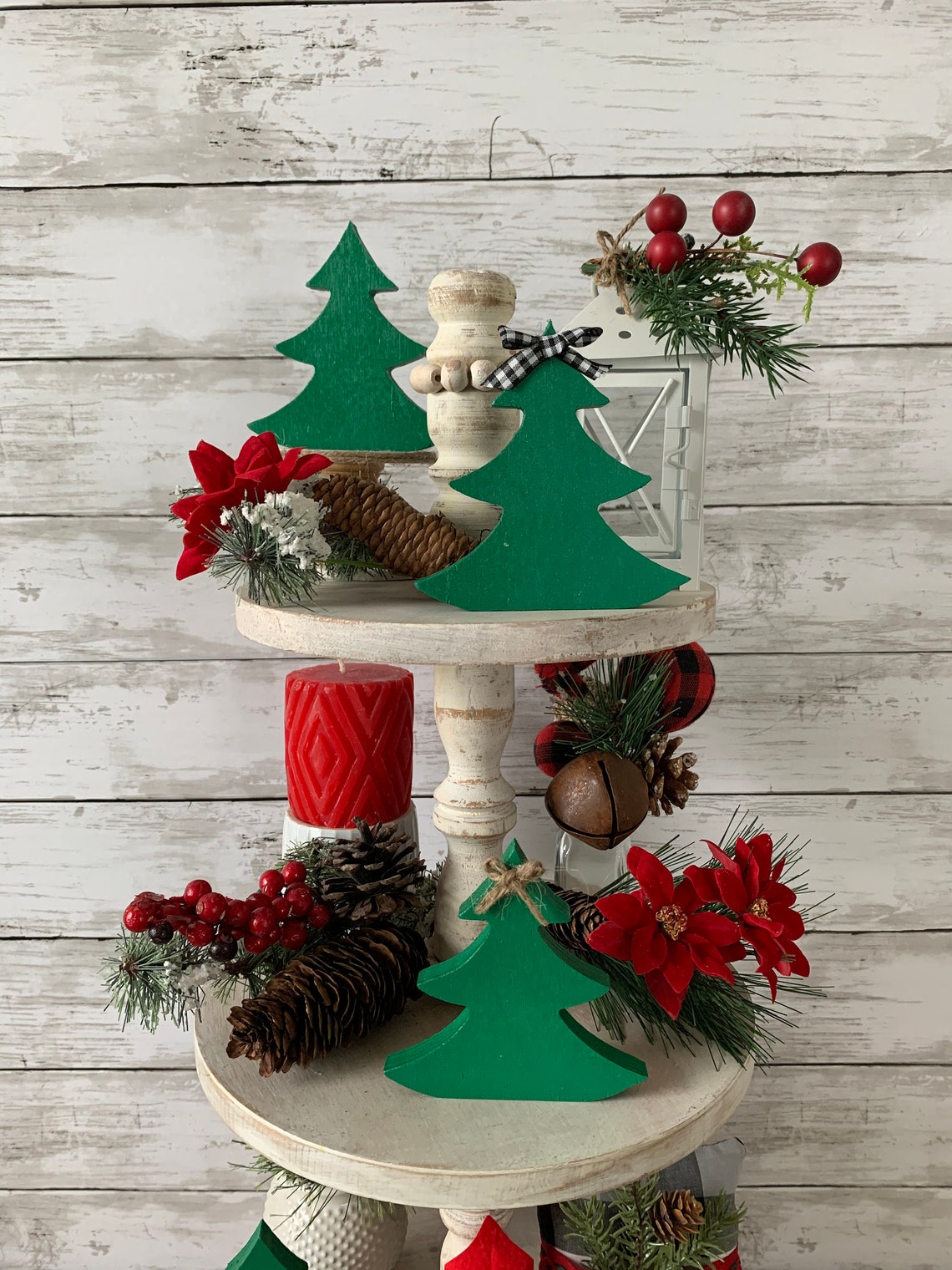 Wood Christmas Tree Christmas Tiered Tray Decor Winter Etsy