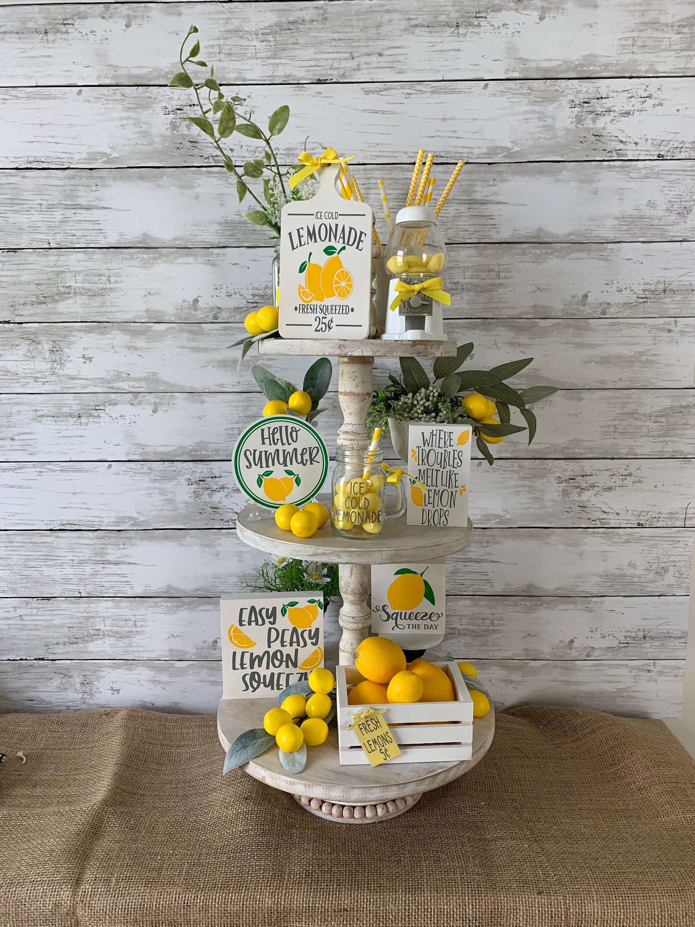 Collage Lemon Themed Tiered Tray set Visual Arts Blanks
