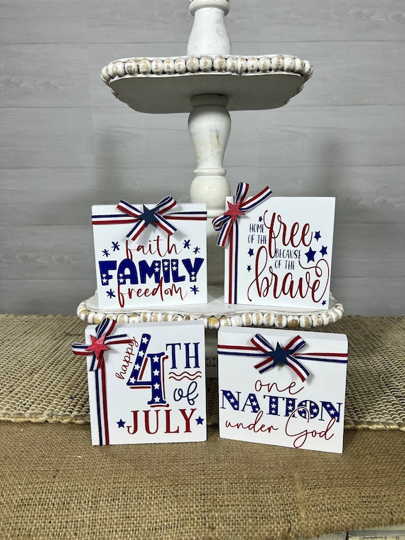 Patriotic tiered tray decor, July 4 tiered tray decor, Patriotic home decor, Memorial Day Decor, Let freedom Ring, America decor, USA decor