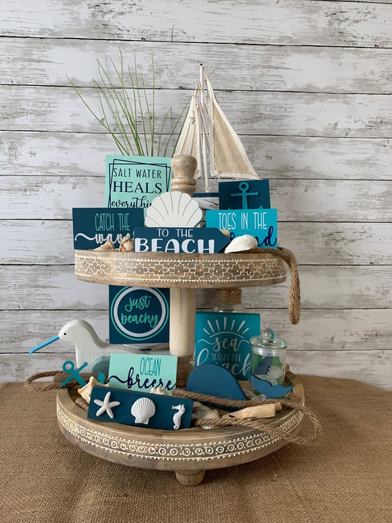 Beach Tiered Tray Decor Bundle, Beach/summer Mini Signs, Beach