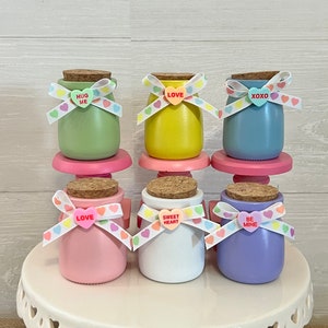 Valentines Day tiered tray decor, Valentine&#39;s mini jars, Valentines home decor, Candy Heart decor, Valentines day conversation heart decor