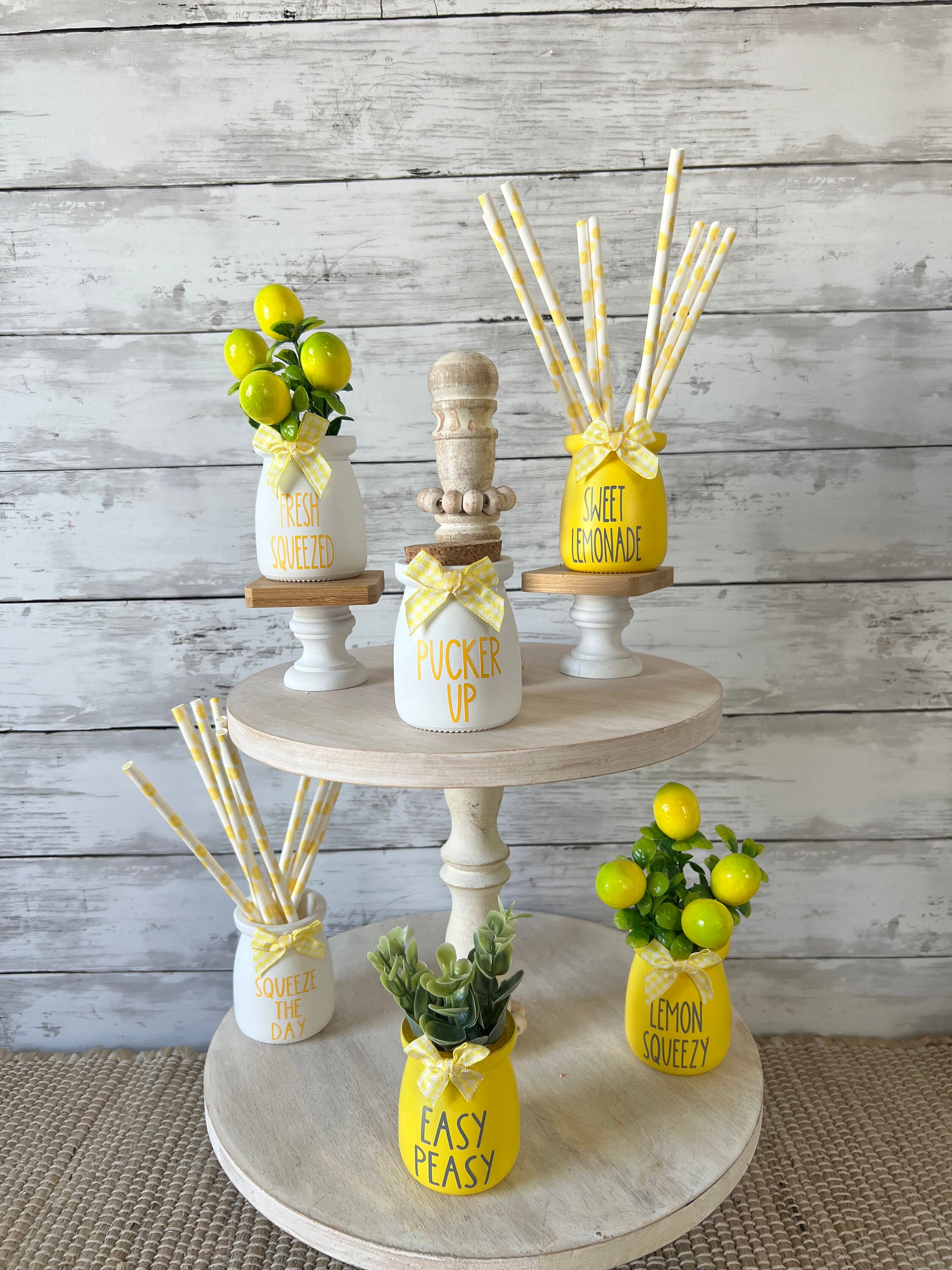 Lemon Tiered Tray Decor, Summer Tiered Tray Decor, Mini Jar for Tiered