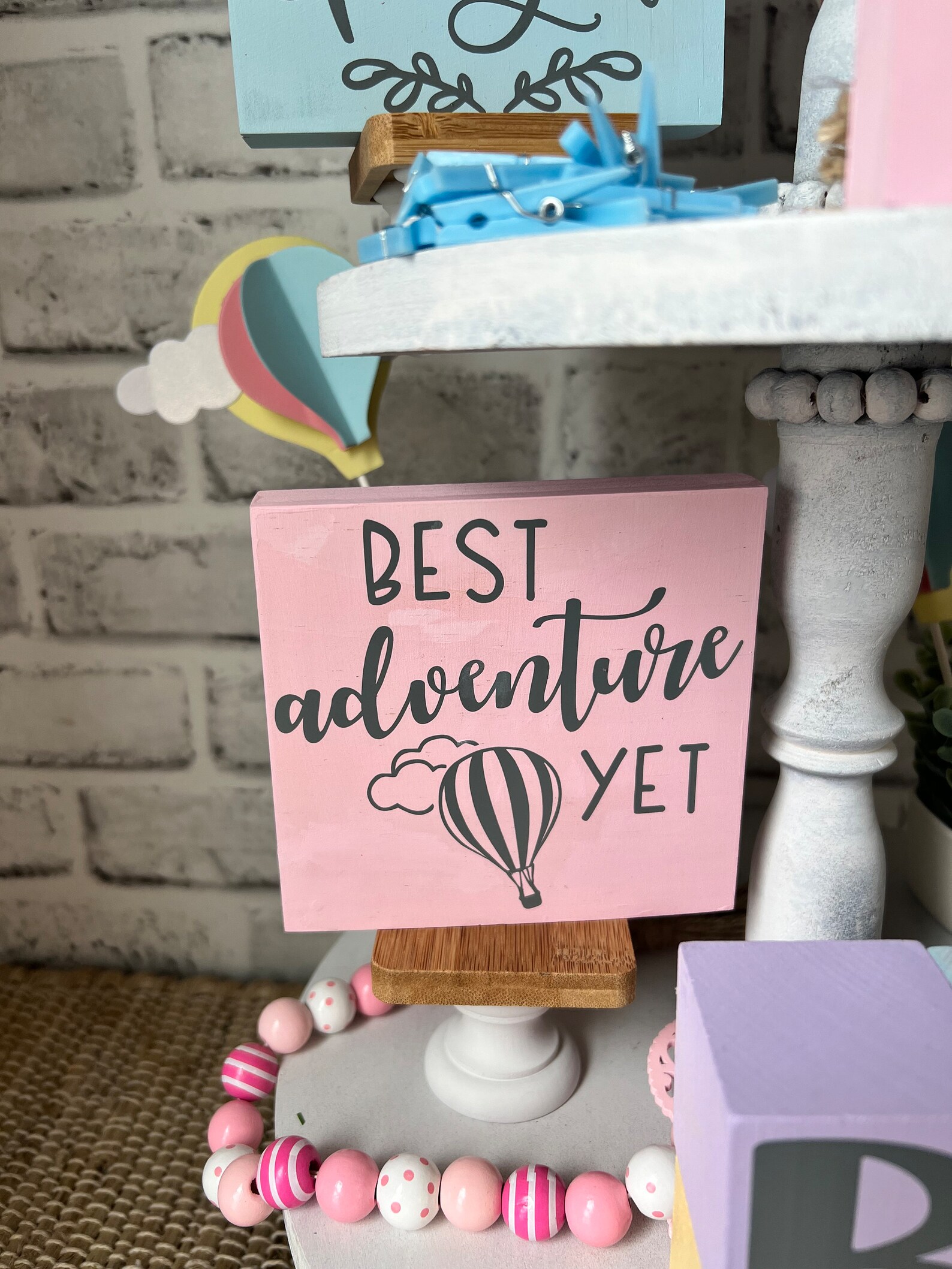 Baby Tiered Tray Decor Gender Reveal Tiered Tray Baby Shower Etsy