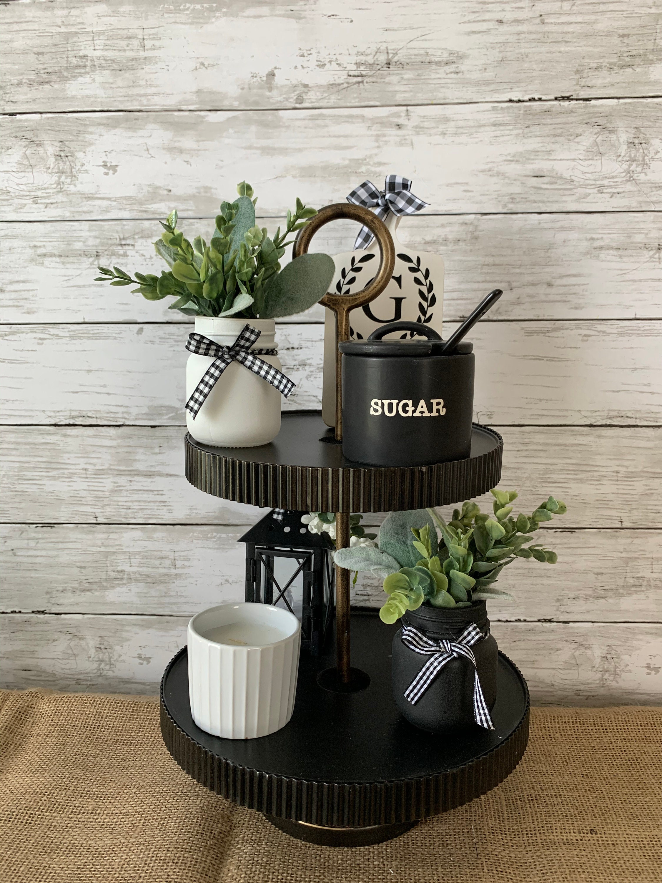 Tiered Tray Mini Floral Arrangement, Rustic Farmhouse Home Decor, Mini ...