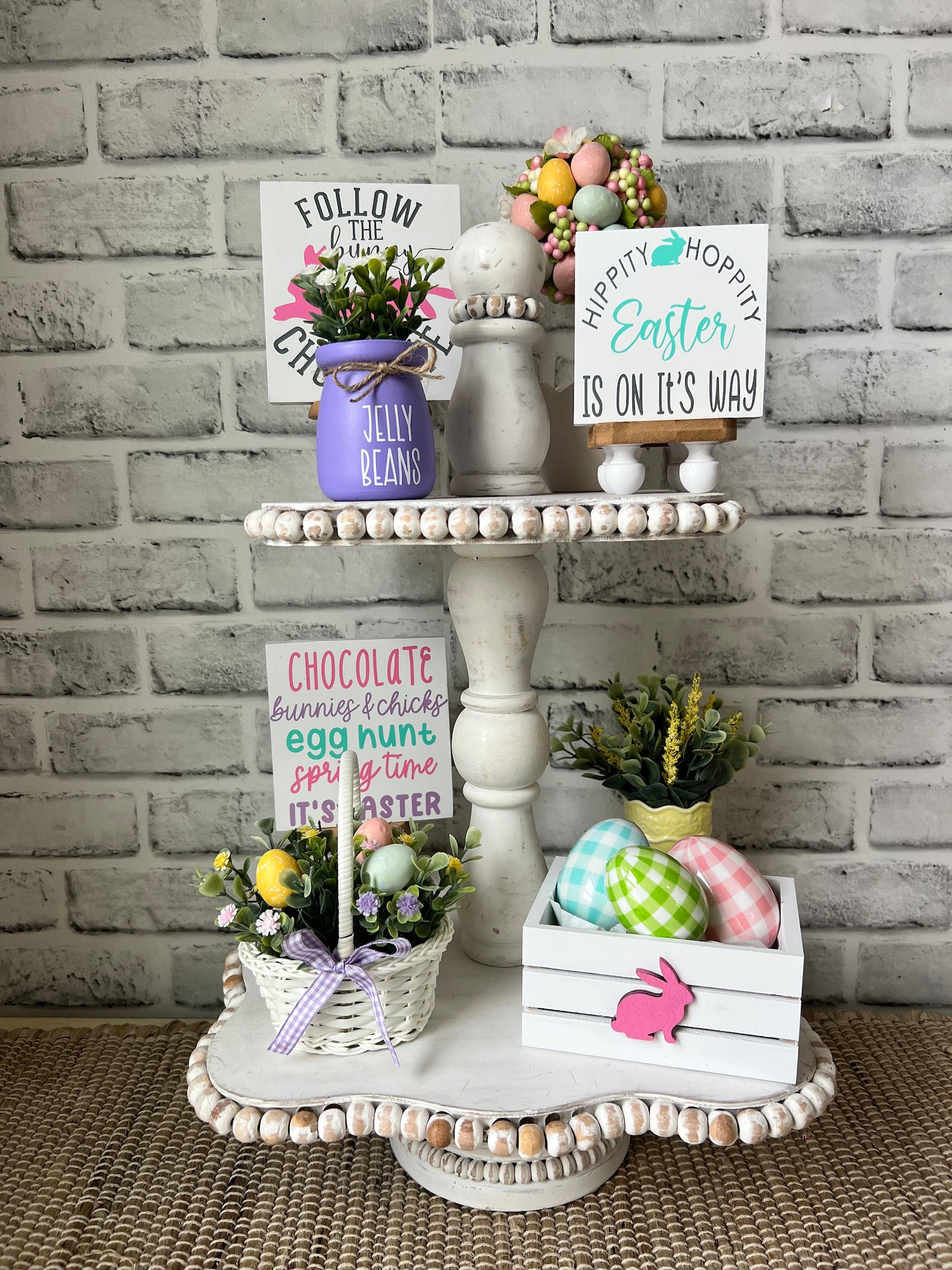 Easter Tiered Tray Decor, Mini Wood Crate for Tiered Tray, Easter Home