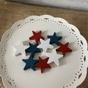1'' Painted mini wood stars, patriotic vase filler, patriotic tiered tray decor, americana decor, red white and blue mini stars, tiered tray image 5