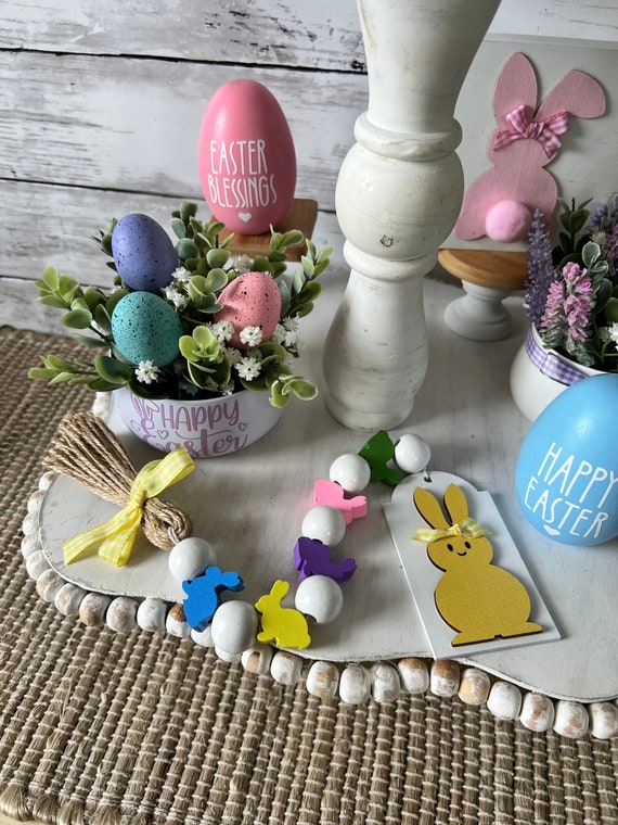 Pastel Candy Colored Wood Easter Beads for Farmhouse Garland