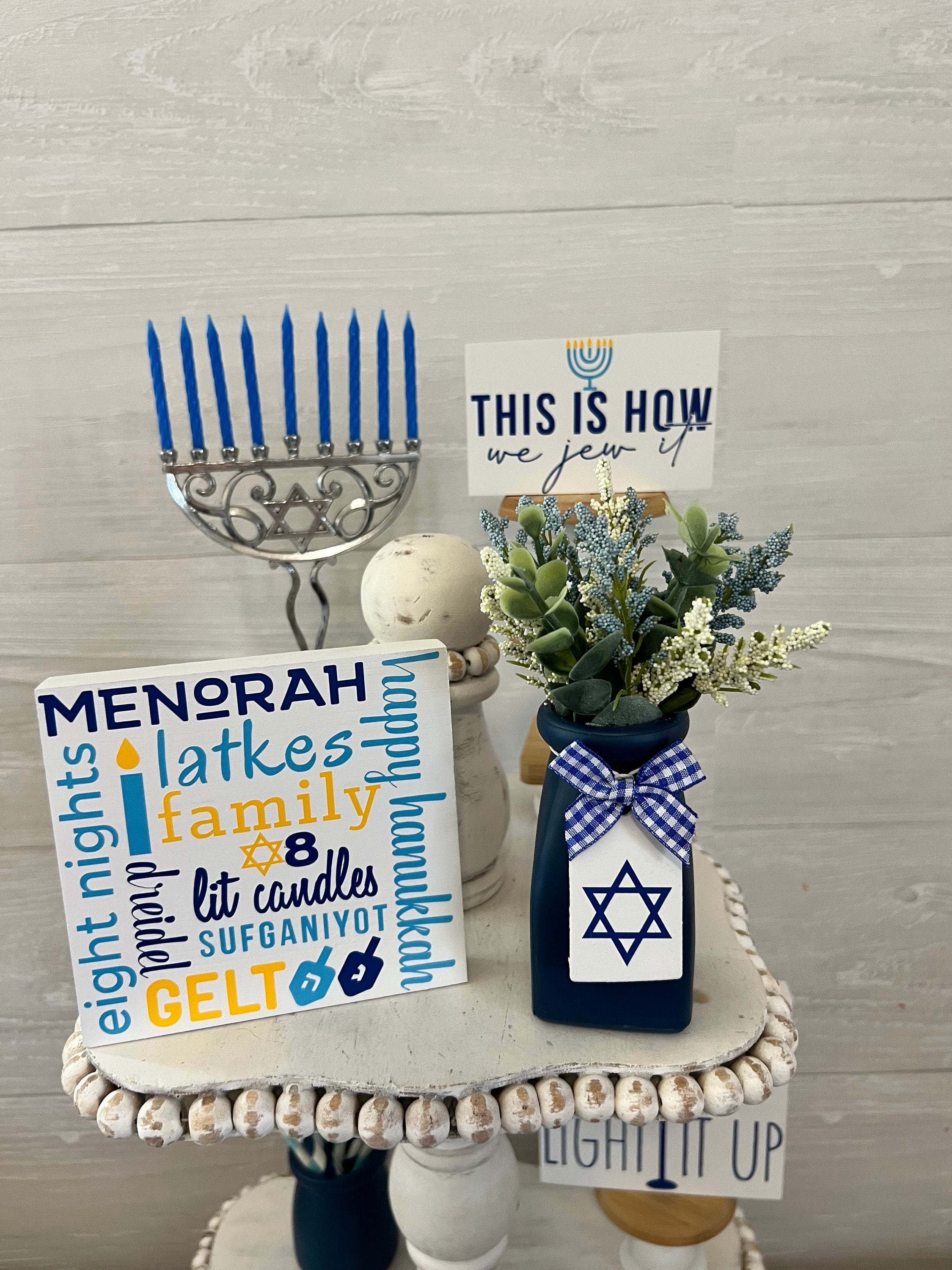 4 Pack Hanukkah Dreidel Gift Box Decorations - Blue Table Centerpieces, 19.6 Inches, For Indoor/Outdoor Party Decor - View #3