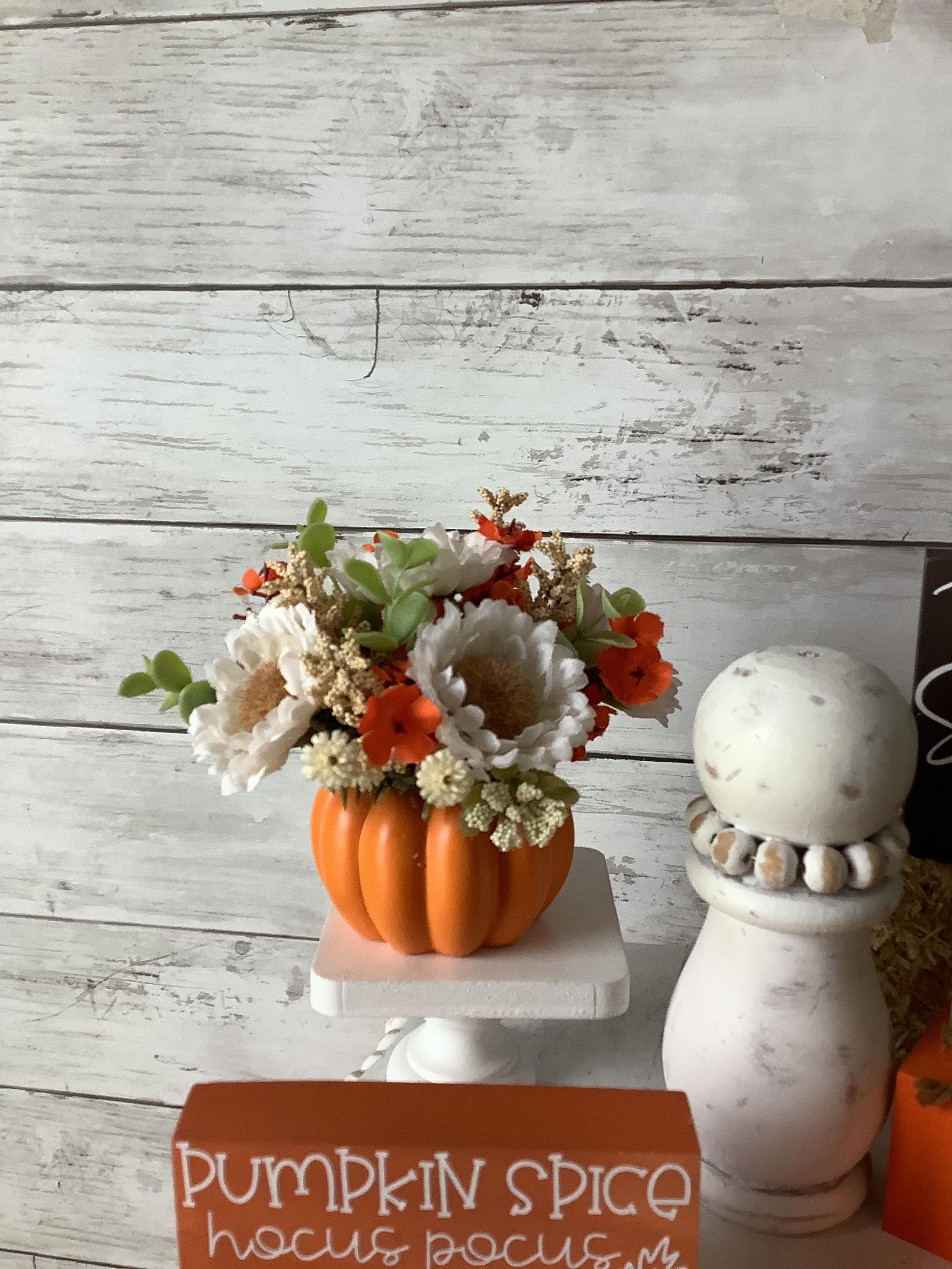 Fall Tiered Tray Mini Floral Arrangement, Farmhouse Home Decor, Mini ...