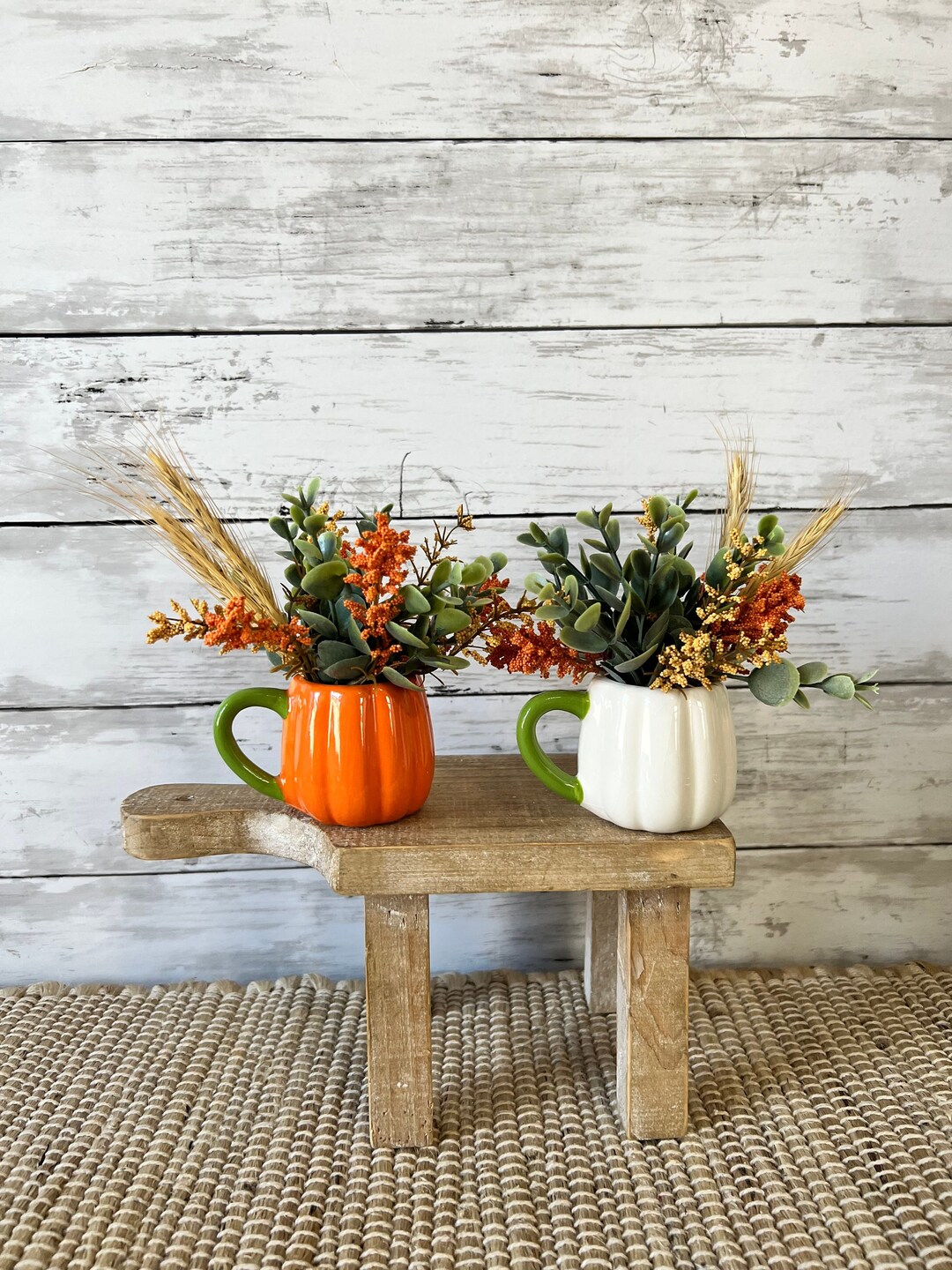Fall Tiered Tray Mini Floral Arrangement, Farmhouse Home Decor, Mini ...