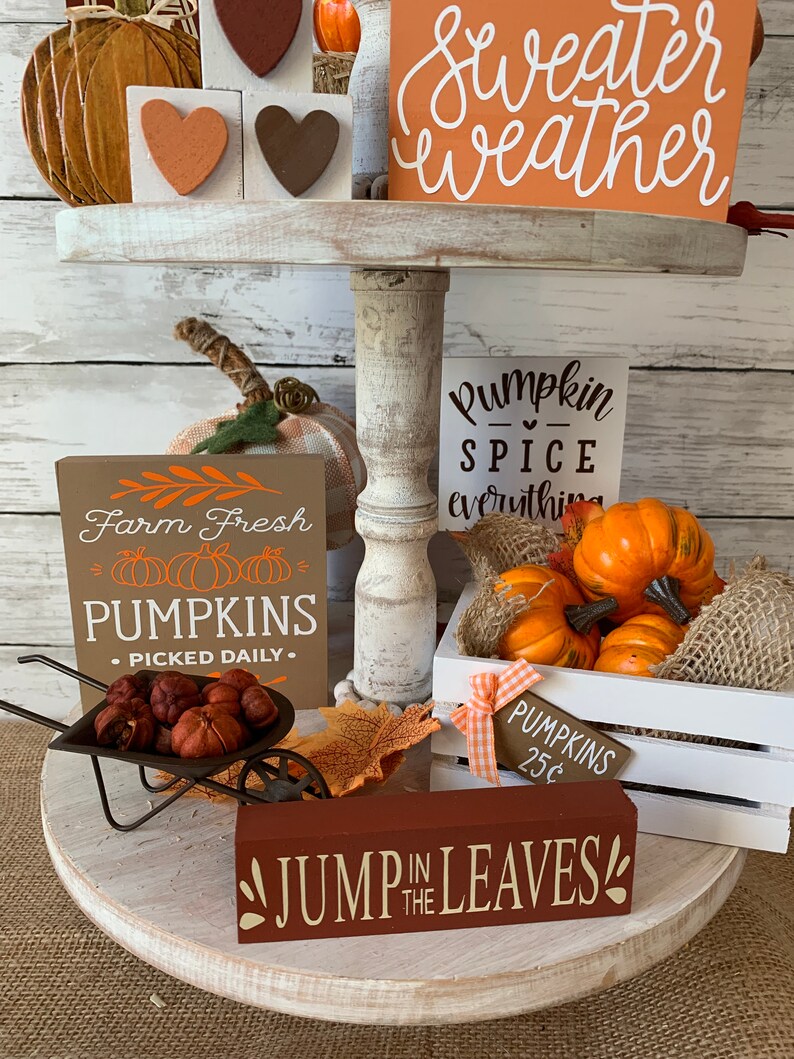 Fall Tiered Tray Decor Bundle Pumpkin Tiered Tray Fall Etsy