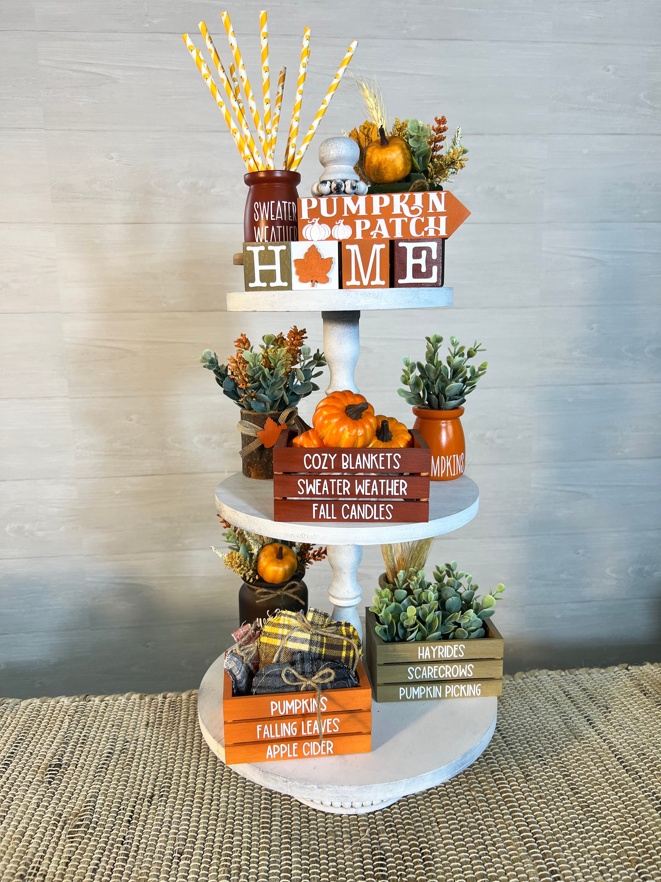 Fall Tiered Tray Decor, Mini Crate for Tiered Tray, Fall Pumpkin Mini ...