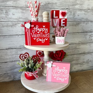 Valentine Tiered Tray Decor, Valentine's Day Mini Signs, Valentine Home ...