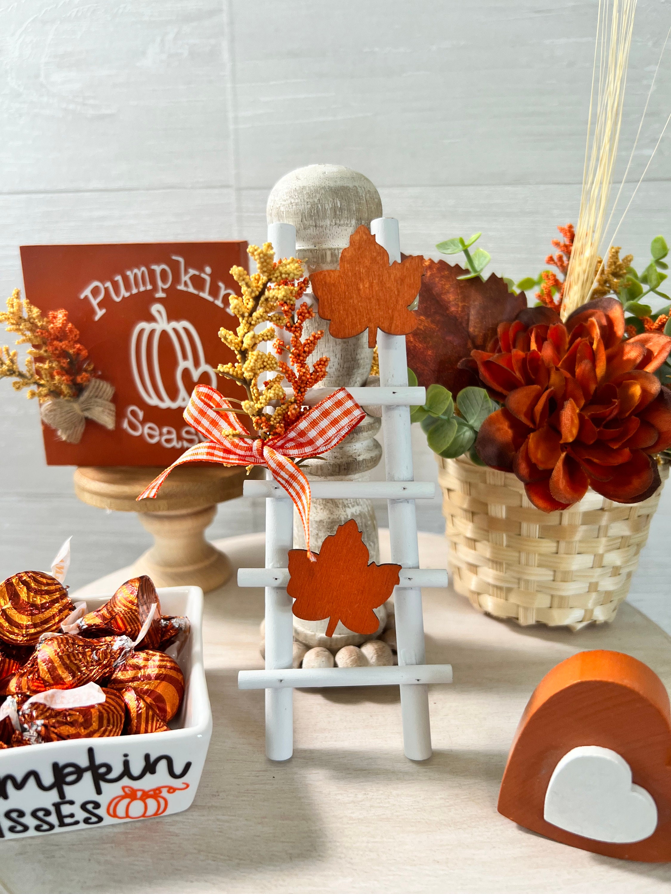 Fall Tiered Tray Decor, Tiered Tray Accessories, Mini Ladder, Mini ...