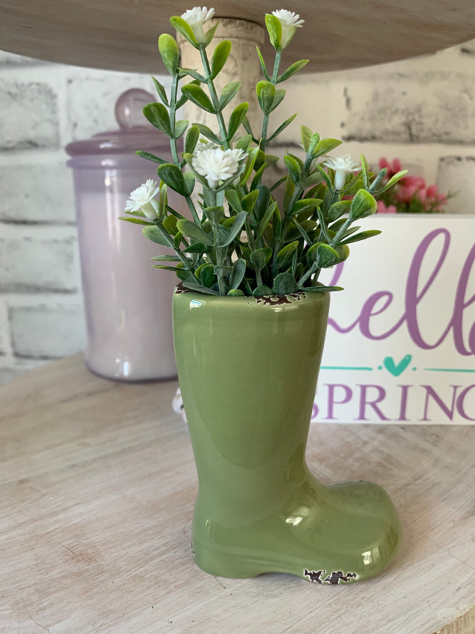Mini Rain Boot Planter Tiered Tray Decor Spring Tiered Tray Etsy