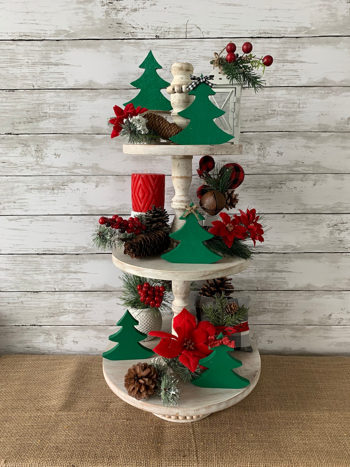 Wood Christmas Tree Christmas Tiered Tray Decor Winter Etsy