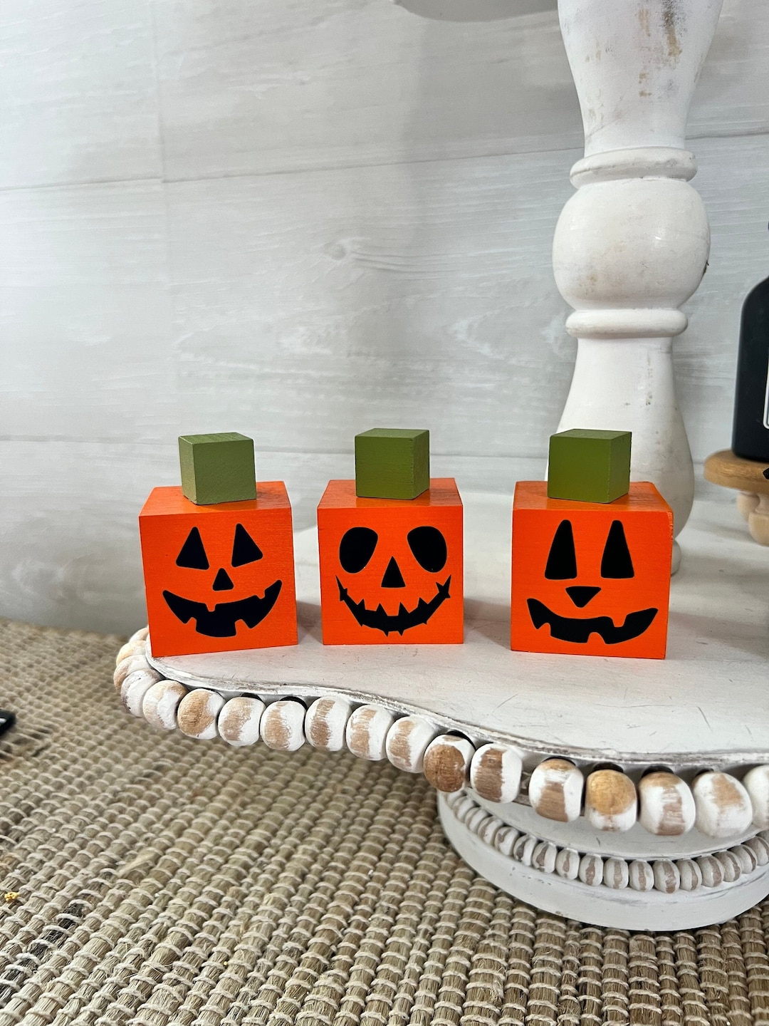 Halloween Tiered Tray Decor, Mini Wood Pumpkins, Mini Wood Jack O ...