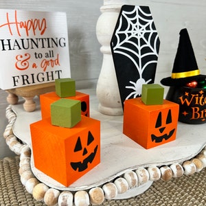 Halloween Tiered Tray Decor, Mini Wood Pumpkins, Mini Wood Jack O ...