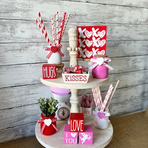 Valentines Day Tiered Tray Decor, Valentine's Mini Jars, Valentines ...