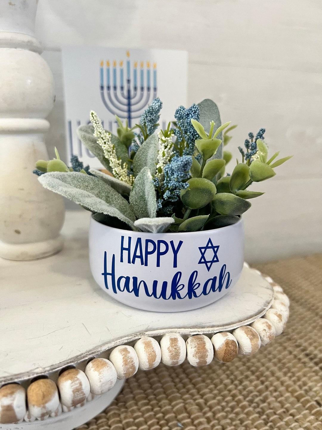 Hanukkah Tiered Tray Decor, Hanukkah Home Decor, Happy Hanukkah
