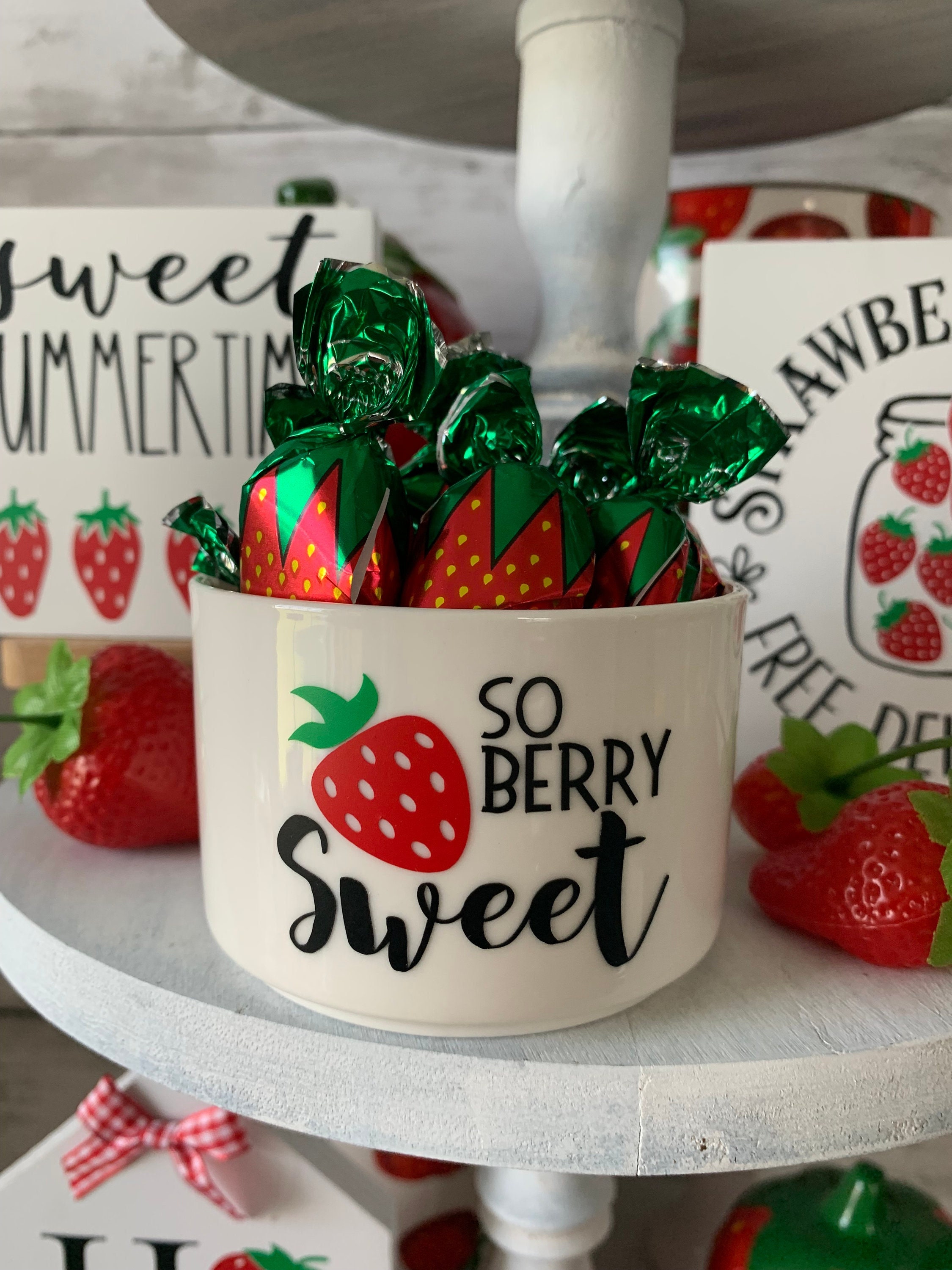 Strawberry Tiered Tray Strawberry Decor Strawberry Signs Farm Fresh Strawberries  Strawberry Party Decorations Strawberry Stands 