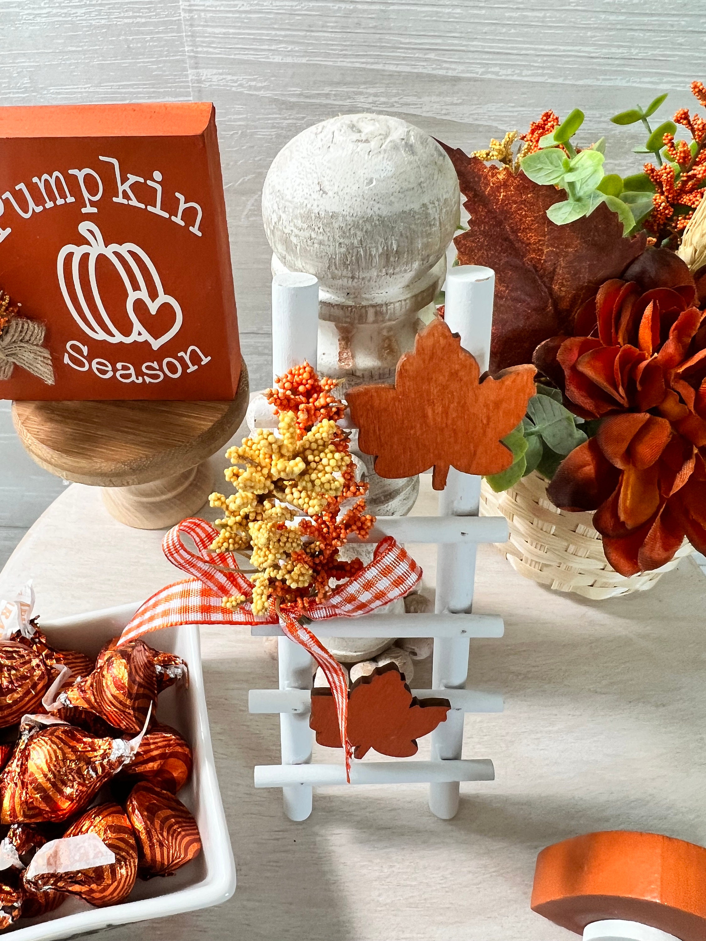 Fall Tiered Tray Decor, Tiered Tray Accessories, Mini Ladder, Mini ...